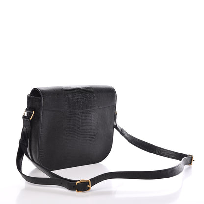 Saint Laurent Lizard Calfskin Embossed Betty Messenger Black 3 of 9