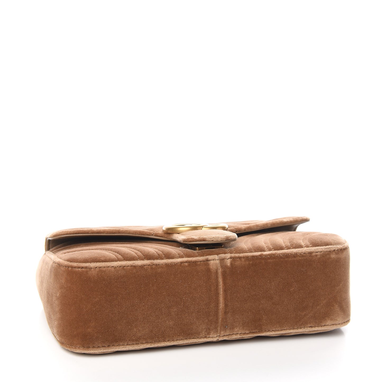 Velvet Matelasse Small GG Marmont Shoulder Bag Taupe