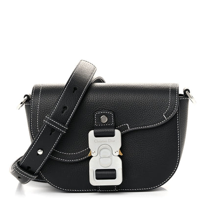 Christian Dior Grained Calfskin Saddle Messenger Bag With Strap Black 1 of 12