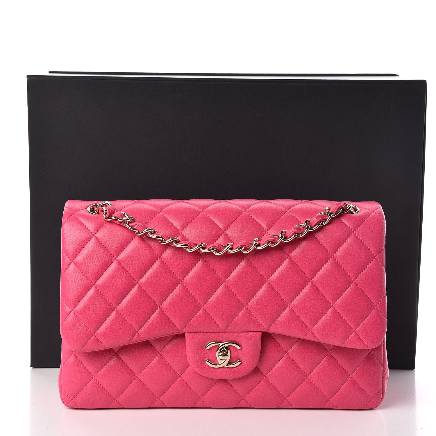 Chanel Lambskin Quilted Jumbo Double Flap Fuchsia 11 of 11