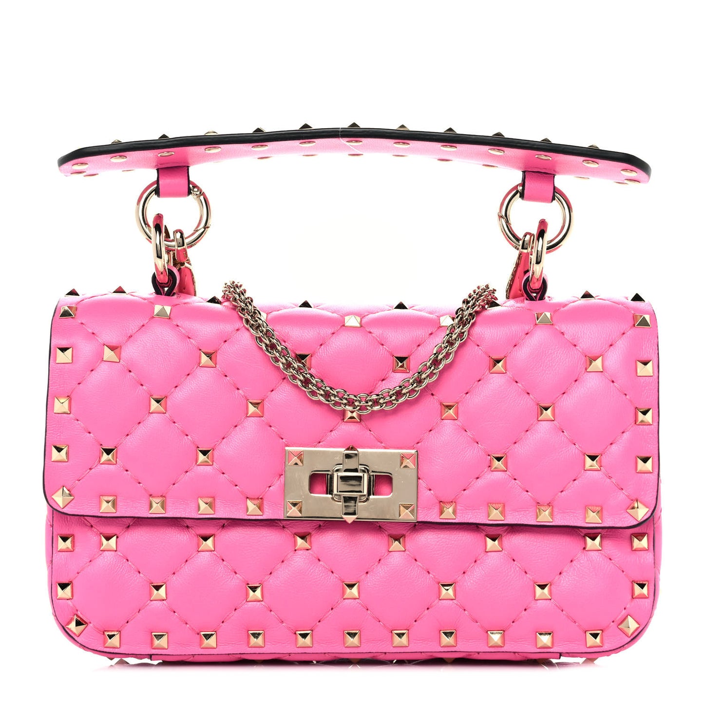 Nappa Small Rockstud Spike Shoulder Bag Feminine Pink