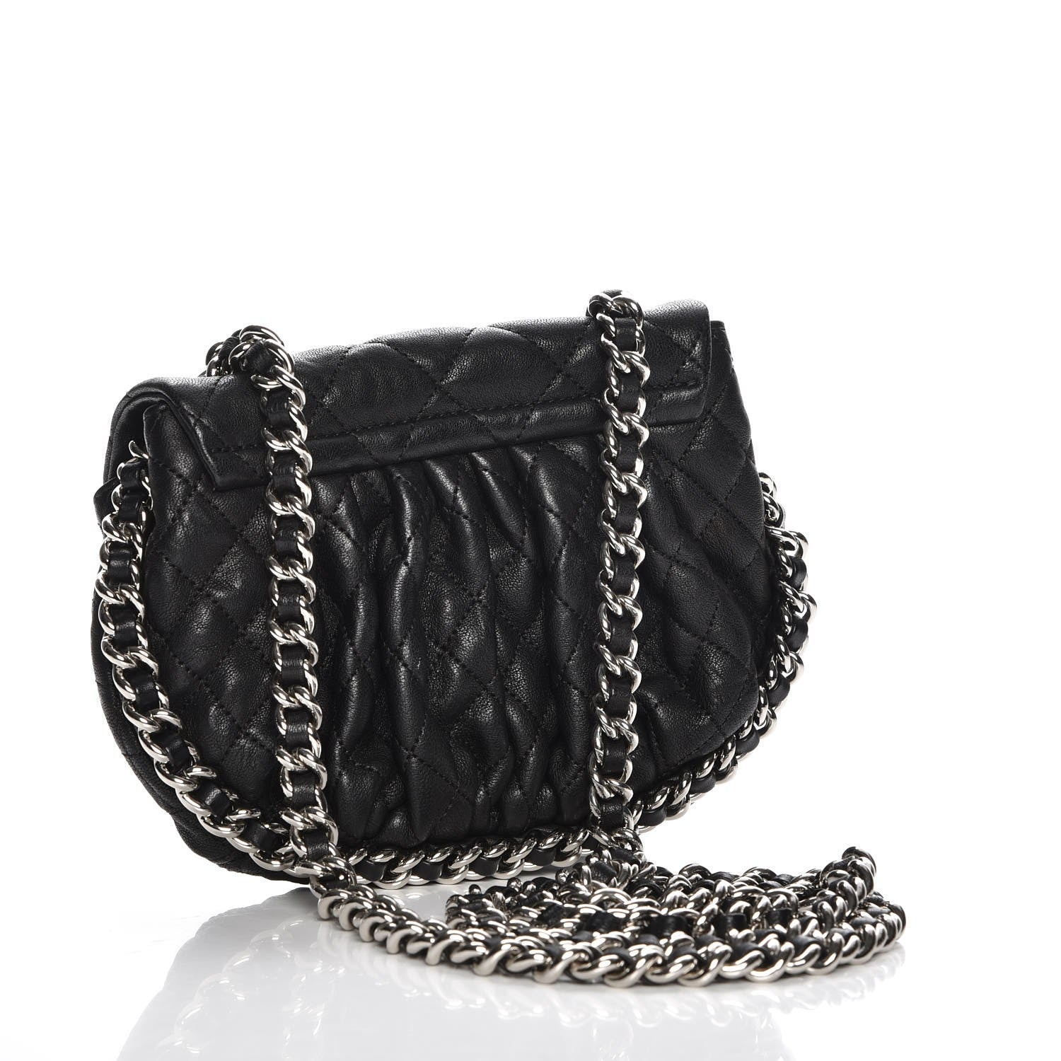 Chanel Washed Lambskin Quilted Mini Chain Around Flap Black 3 of 8