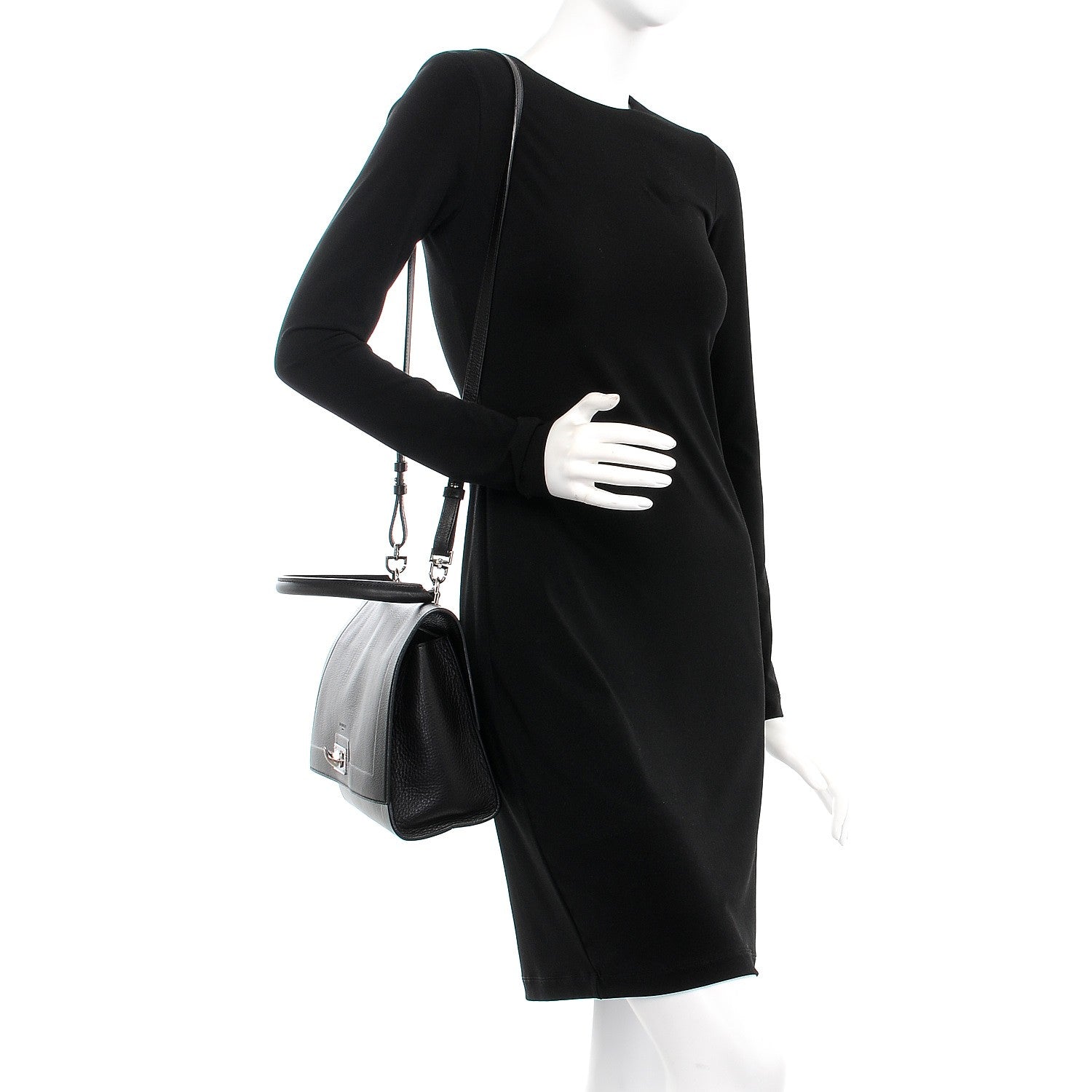 Givenchy Grained Calfskin Small Shark Lock Satchel Black 2 of 8