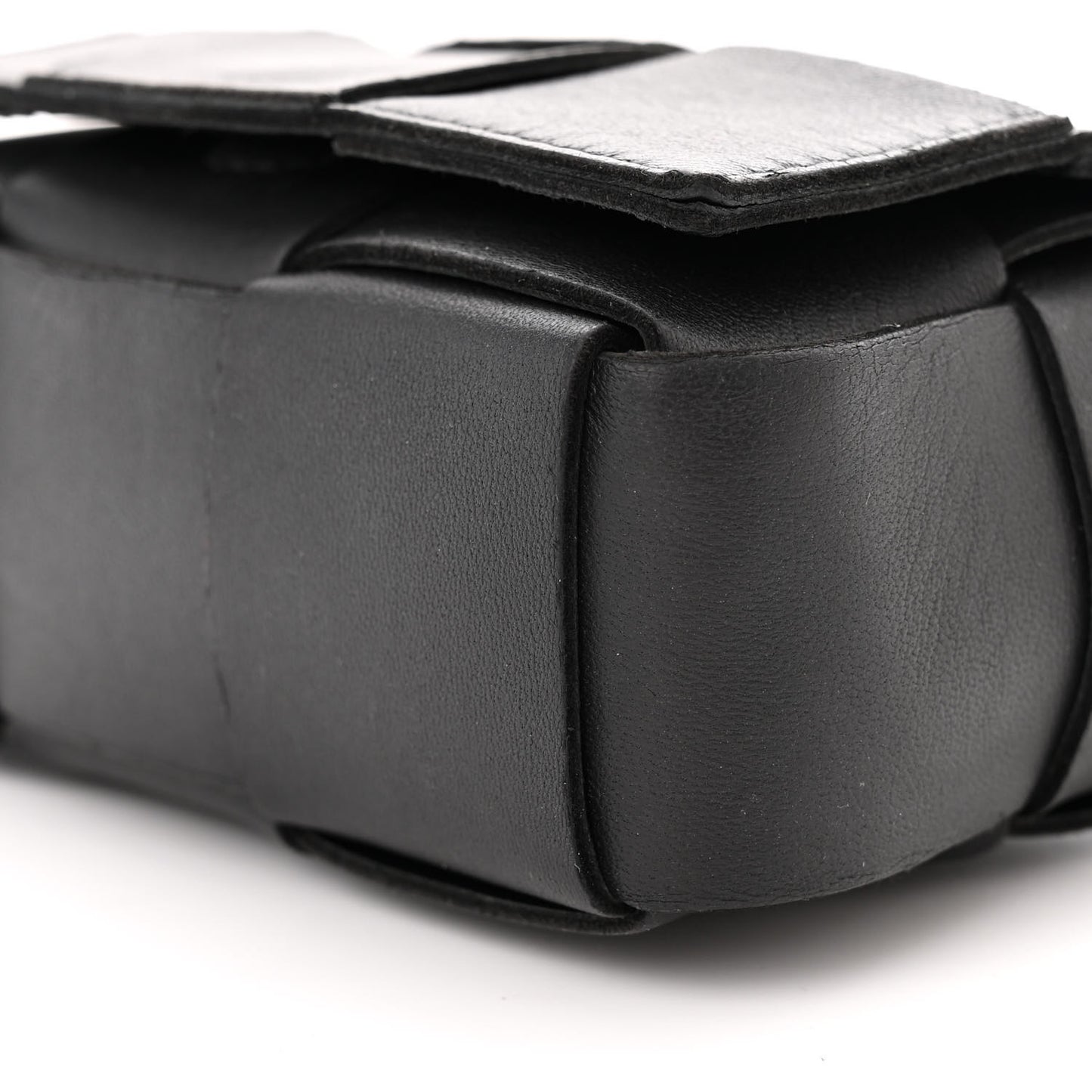 Lambskin Maxi Intrecciato Extra Mini Cassette Crossbody Bag Black