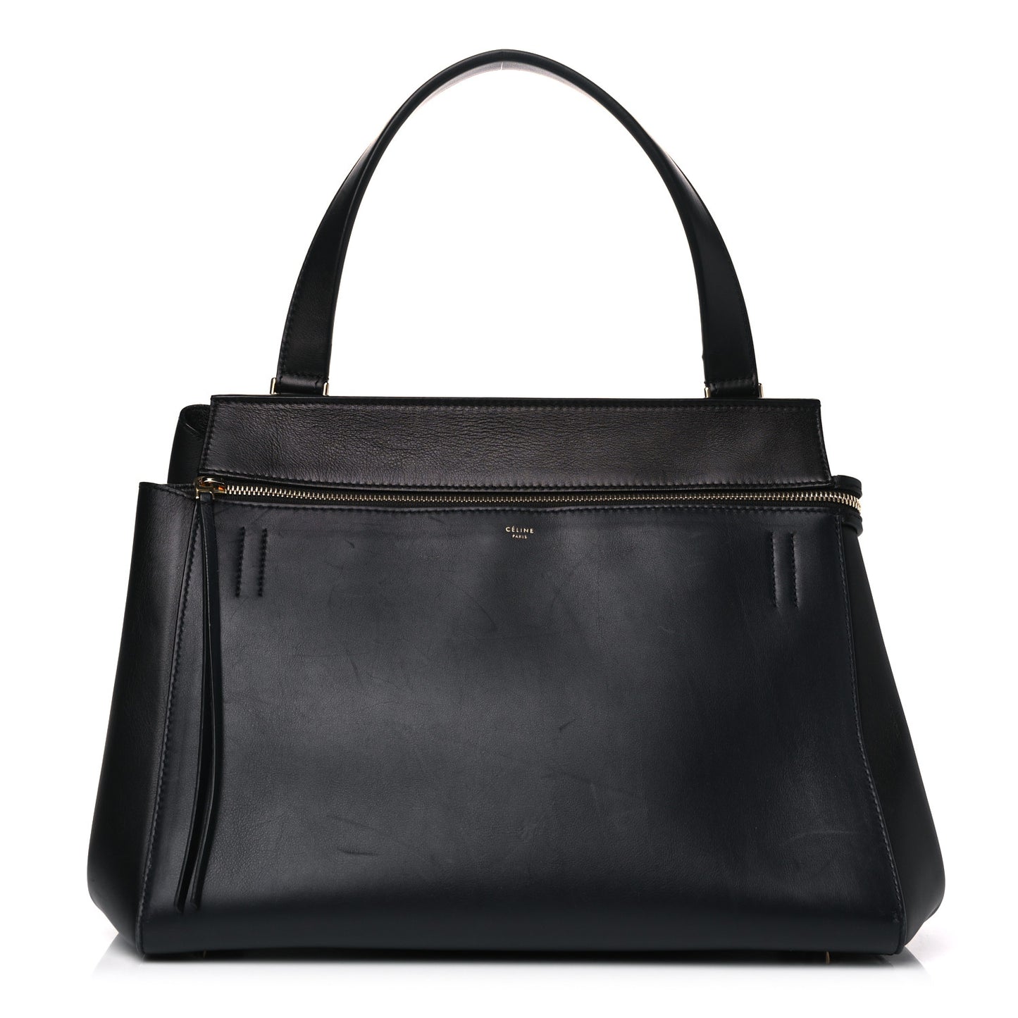 Supple Calfskin Medium Edge Shoulder Bag Navy Blue