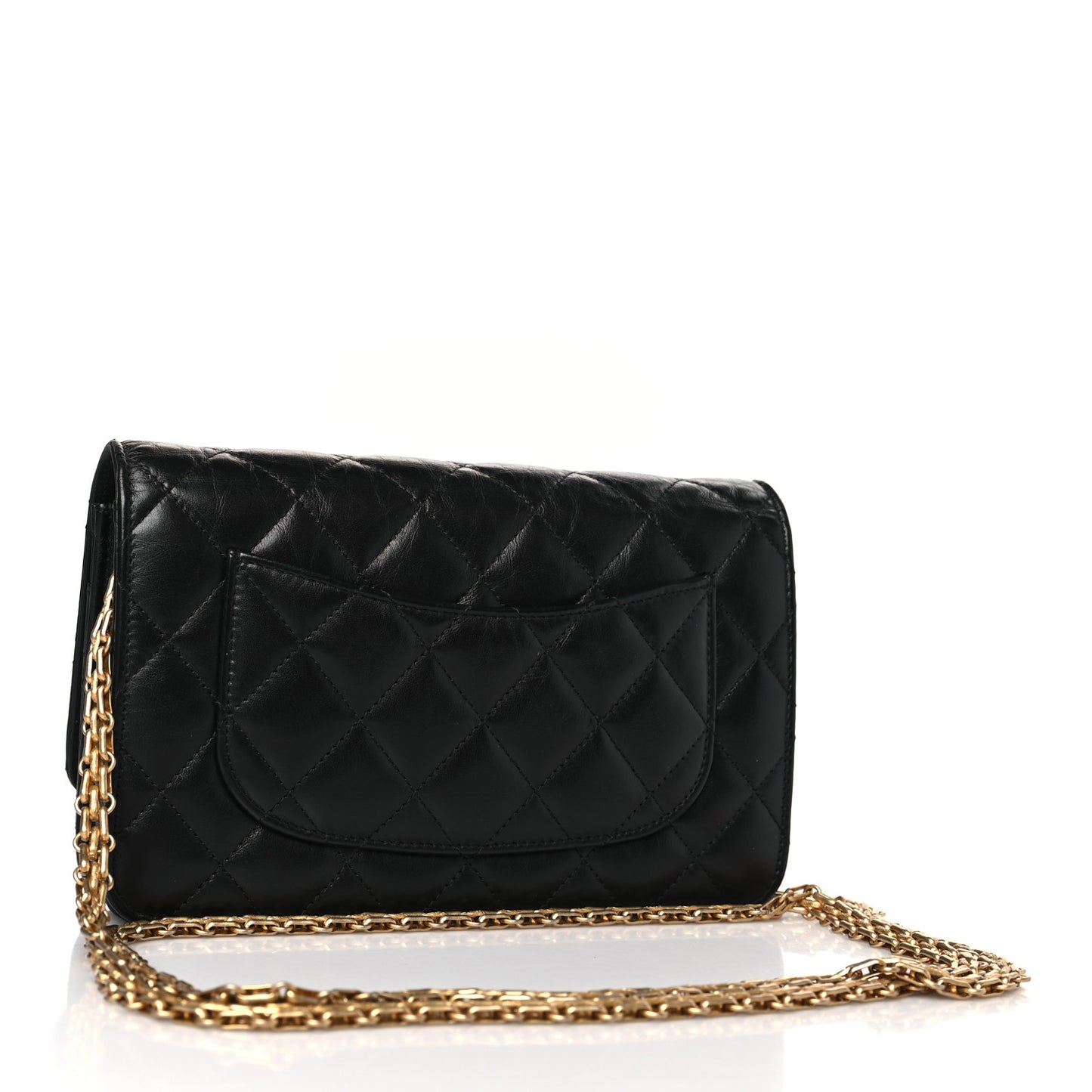 Aged Calfskin Quilted Reissue Wallet On Chain WOC Black