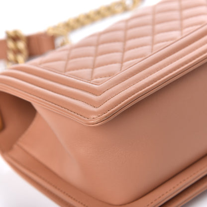 Chanel Lambskin Quilted Medium Boy Flap Dark Beige 14 of 15