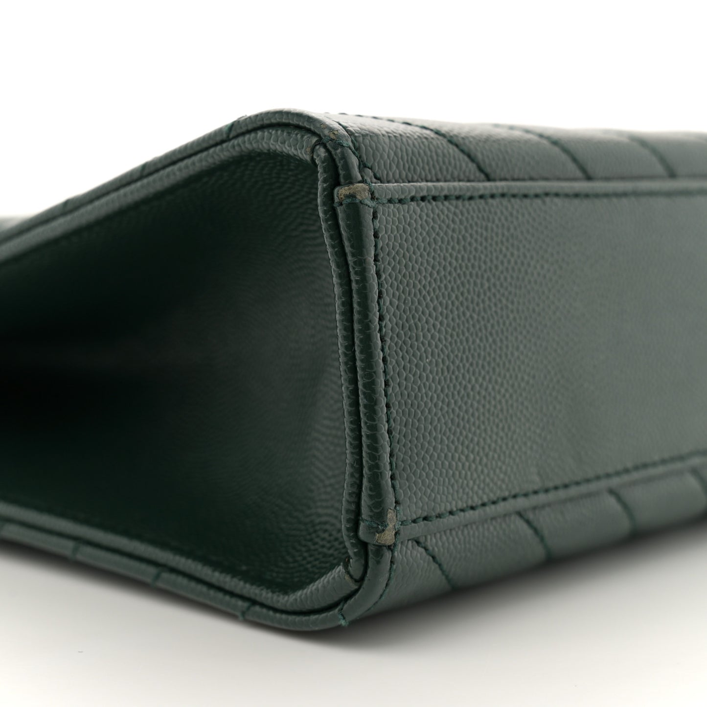 Grain De Poudre Matelasse Chevron Large Monogram Satchel Dark Green