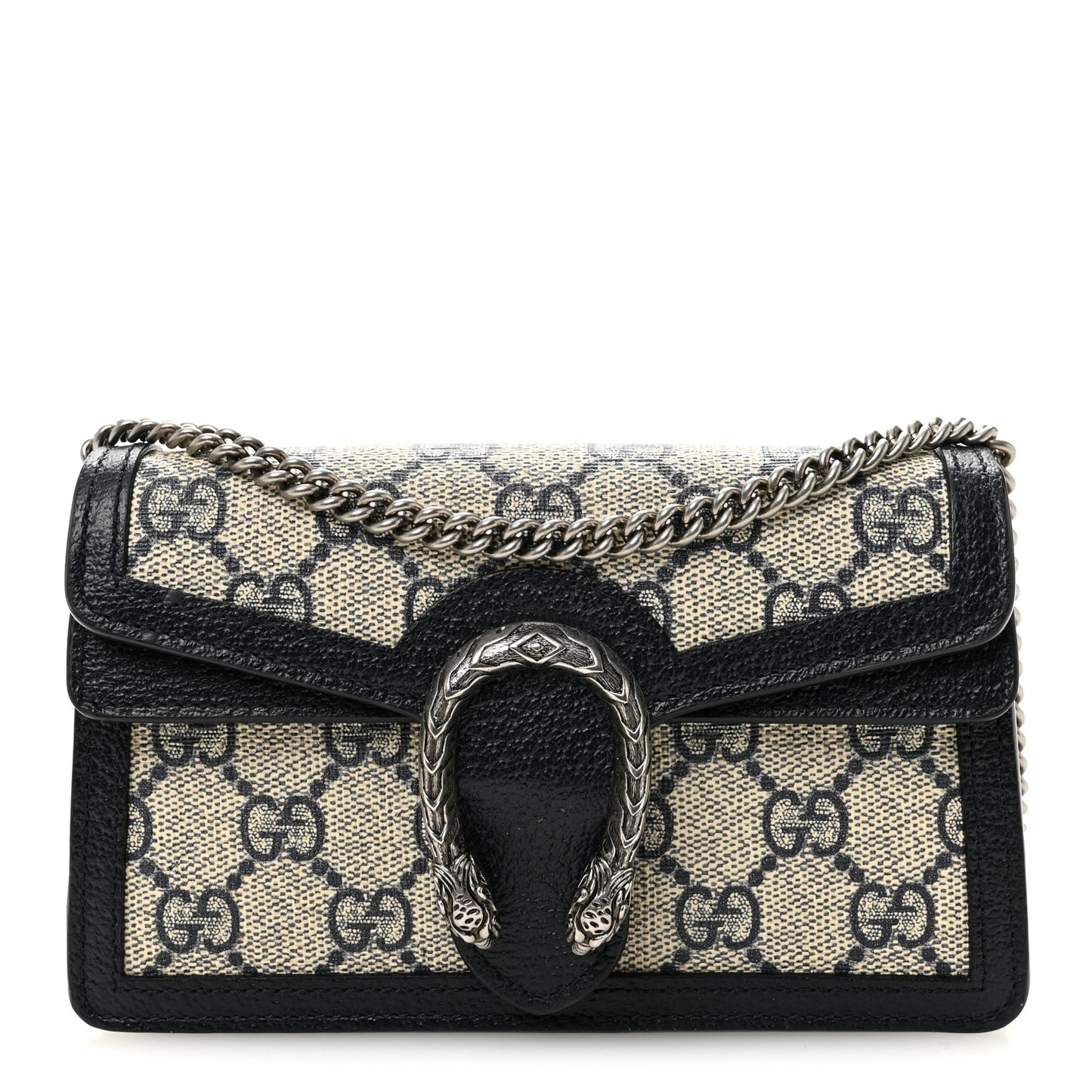 GG Supreme Monogram Textured Dollar Calfskin Super Mini Dionysus Shoulder Bag Beige Blue
