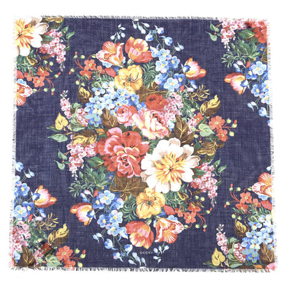 Gucci Wool Josephine Square Shawl Navy Pink 1 of 3
