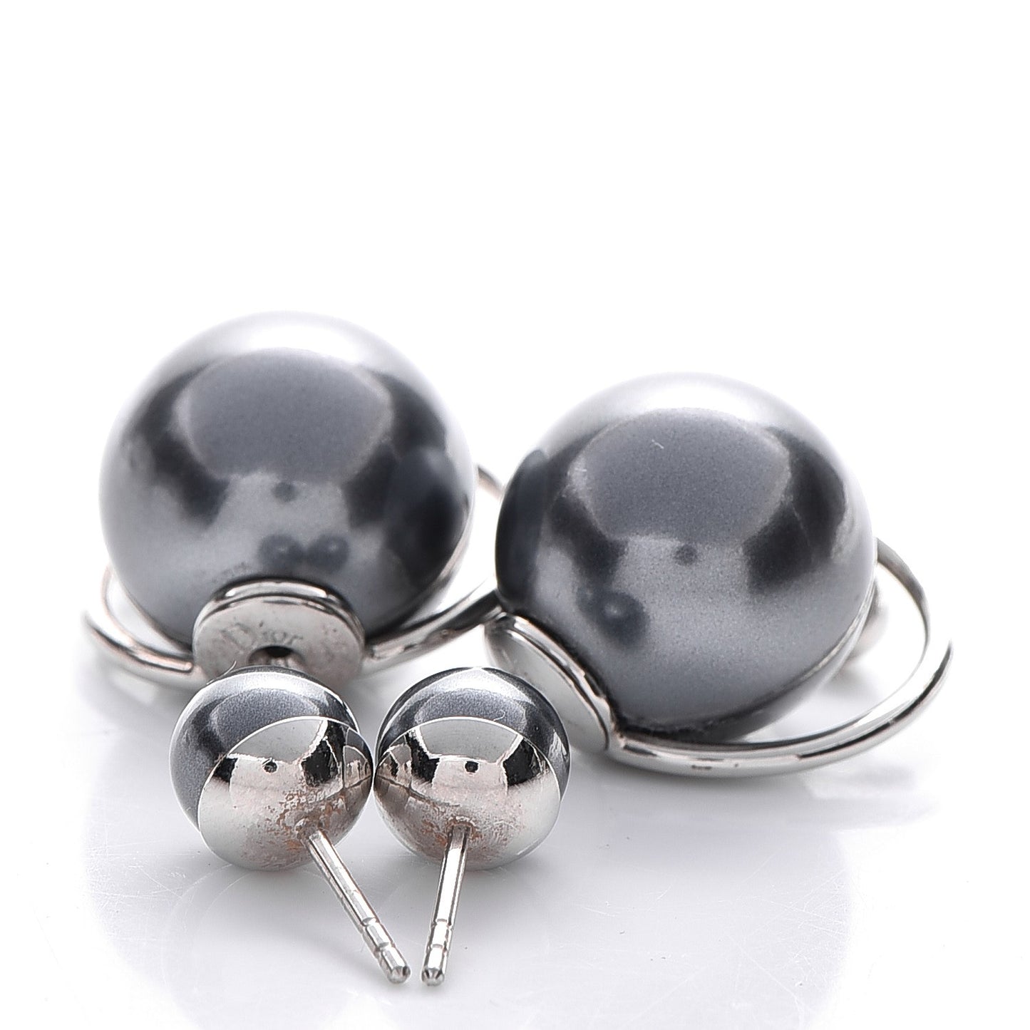 Pearl Crystal Mise En Dior Tribal Dangle Earrings Pink Grey