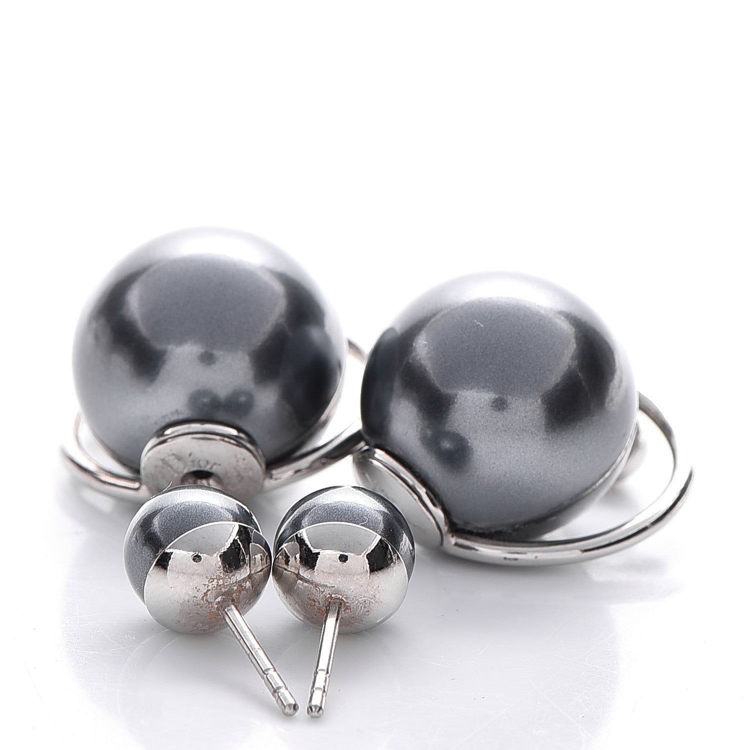 Christian Dior Pearl Crystal Mise En Dior Tribal Dangle Earrings Pink Grey 4 of 4