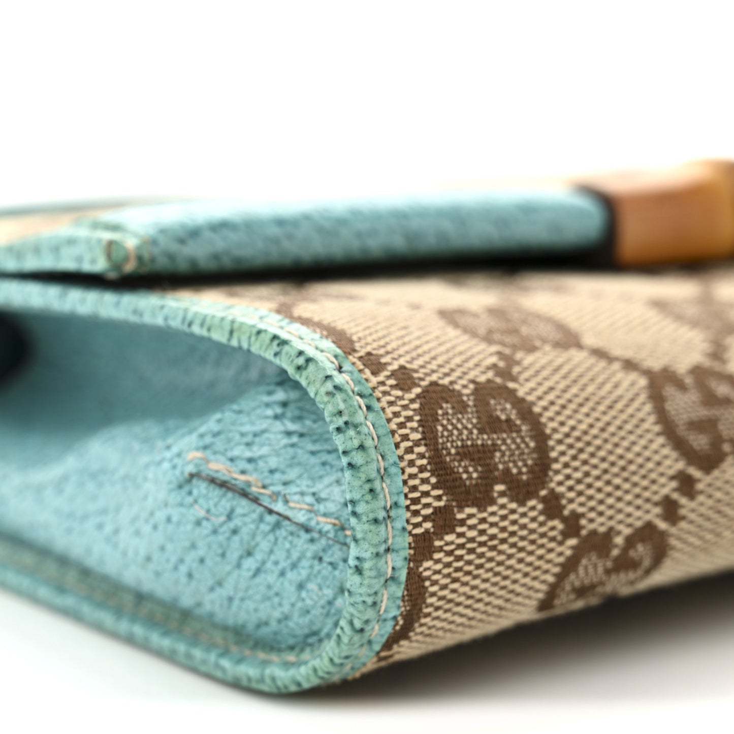 Monogram Bamboo Bar Clutch Turquoise