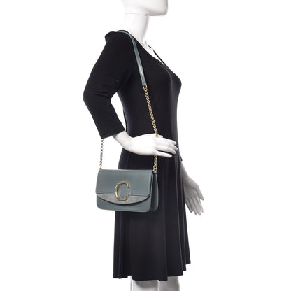 Chloe Calfskin Suede C Clutch With Chain Cloudy Blue 2 of 9