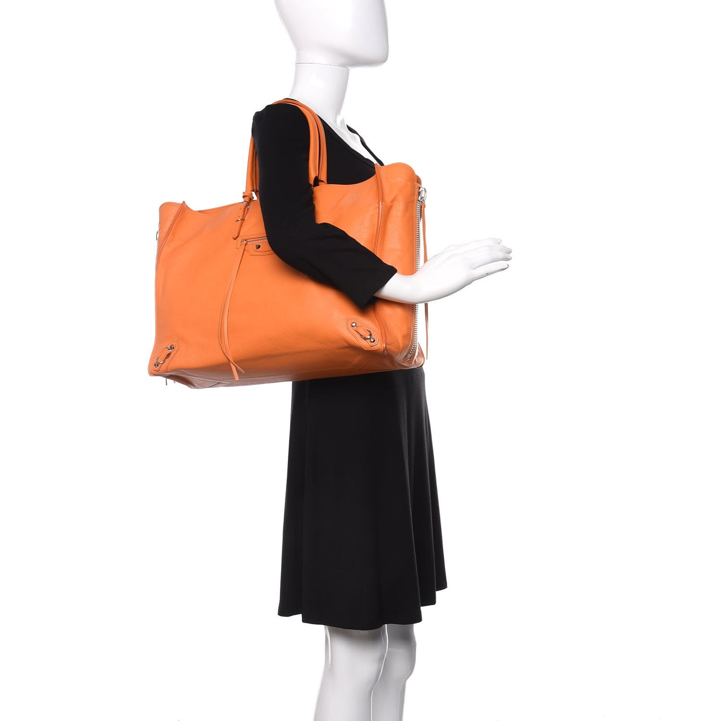 Veau Papier A4 Zip Around Tote Mandarine