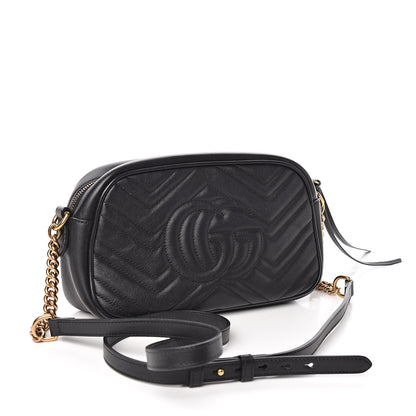 Gucci Calfskin Matelasse Small GG Marmont Chain Shoulder Bag Black 3 of 11