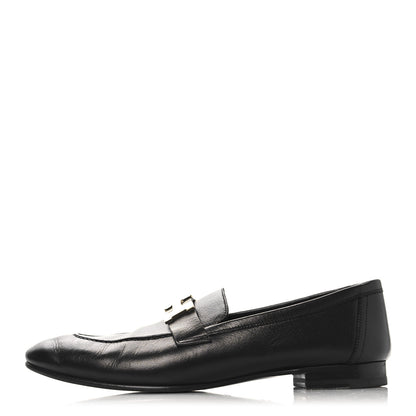Hermes Goatskin Womens Paris Loafers 39 Black 1 of 9