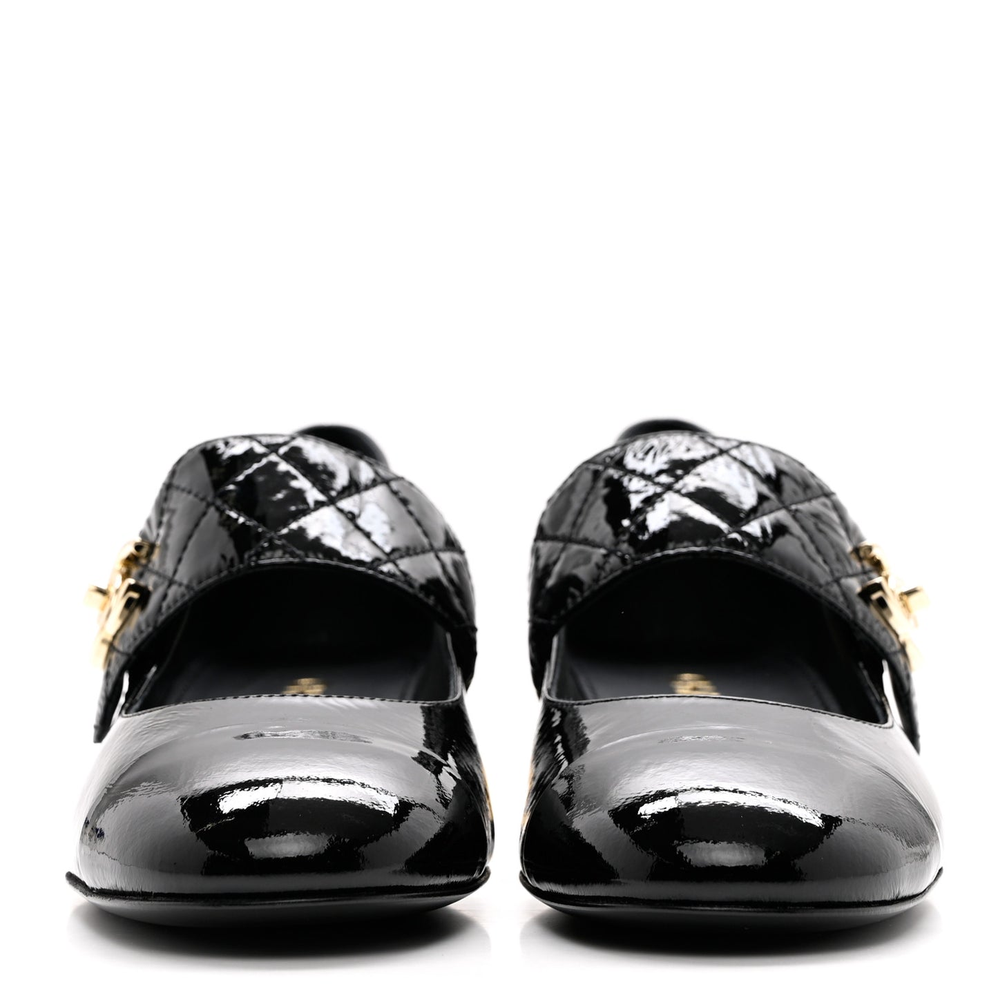 Patent Goatskin Cap Toe Mary Janes 38.5 Black