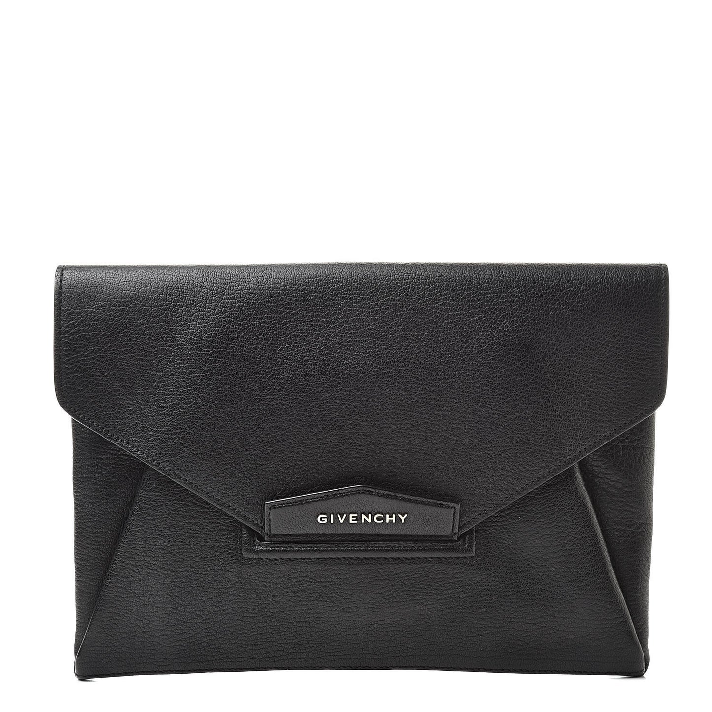 Sugar Goatskin Medium Antigona Envelope Clutch Black