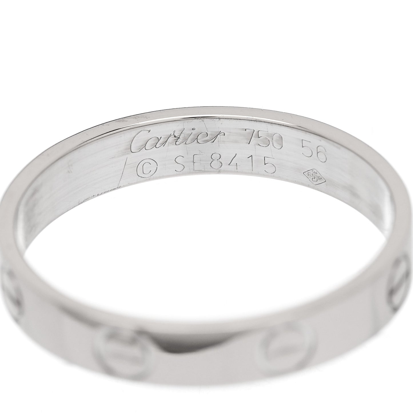 18K White Gold 3.5mm LOVE Wedding Band Ring 56 7.75