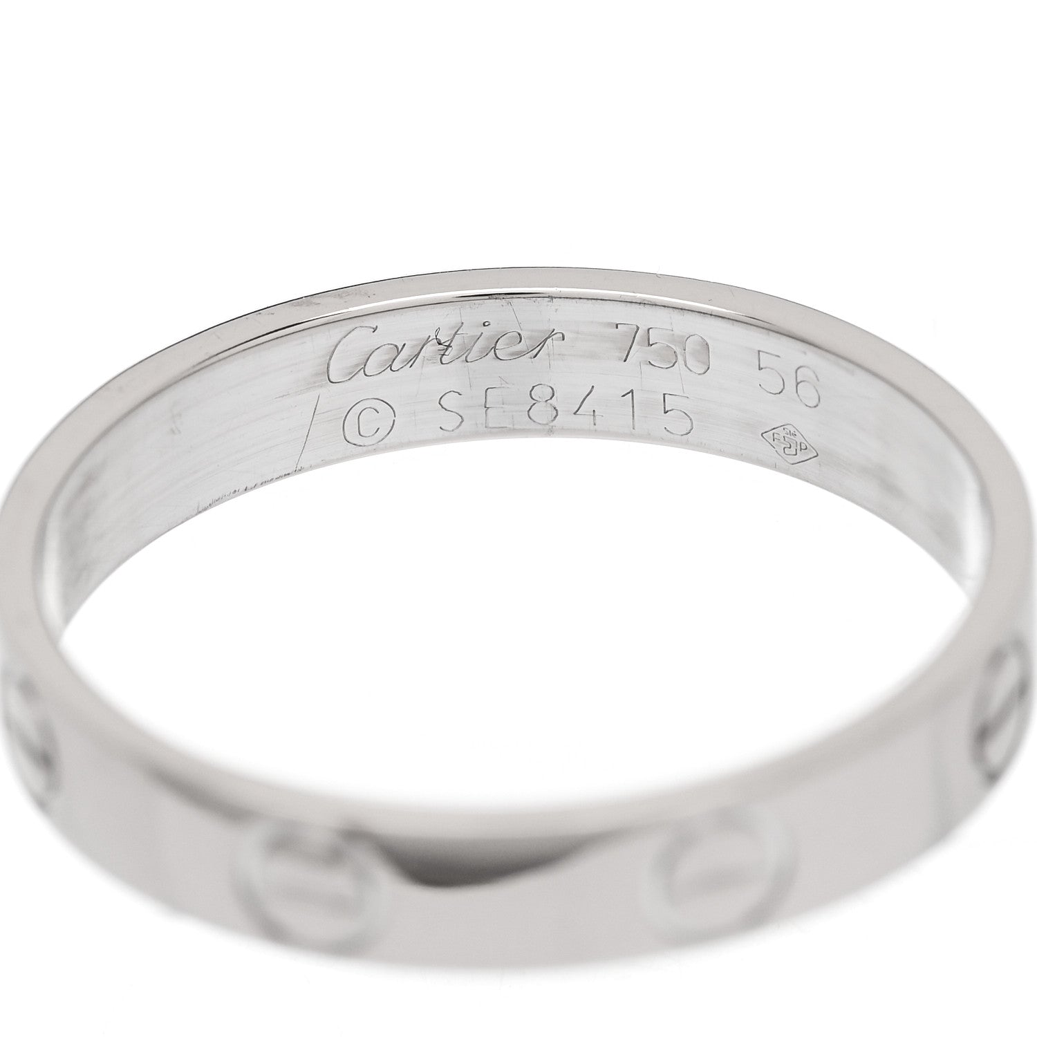 Cartier 18K White Gold 3.5mm LOVE Wedding Band Ring 56 7.75 4 of 5