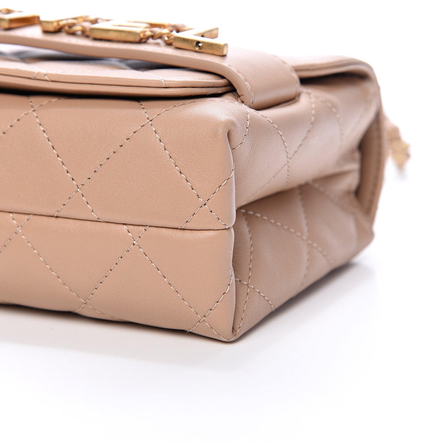 Chanel Calfskin Quilted Small Enchained Flap Beige 9 of 11