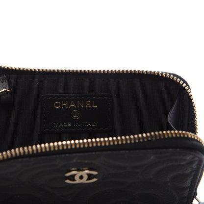 Chanel Caviar Camellia Embossed Key Holder Case Black 6 of 10