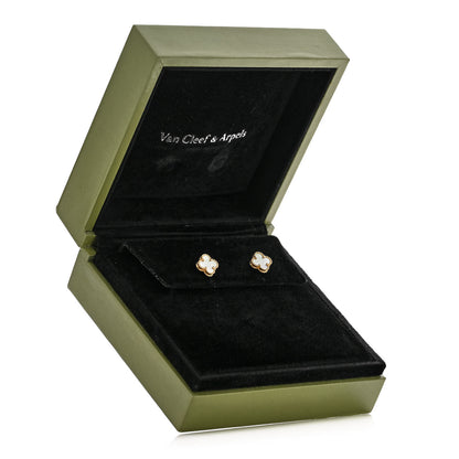 Van Cleef & Arpels 18K Yellow Gold Mother of Pearl Sweet Alhambra Earrings 5 of 5