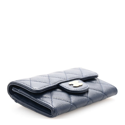 Chanel Caviar Quilted Flap Card Holder Wallet Navy Blue 4 of 9