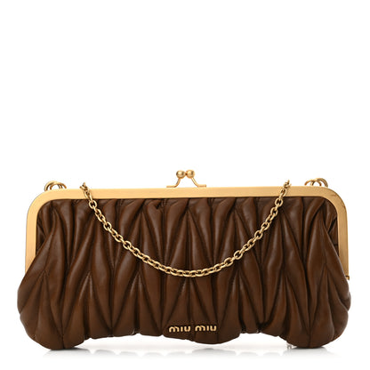Miu Miu Nappa Matelasse Clutch Cognac 1 of 13