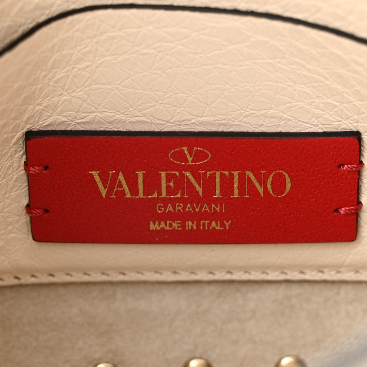 Grainy Calfskin Small Rockstud Top Handle Bag Light Ivory