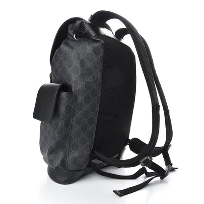 Gucci Soft GG Supreme Monogram Appia Calfskin Web Double Buckle Backpack Black 2 of 8