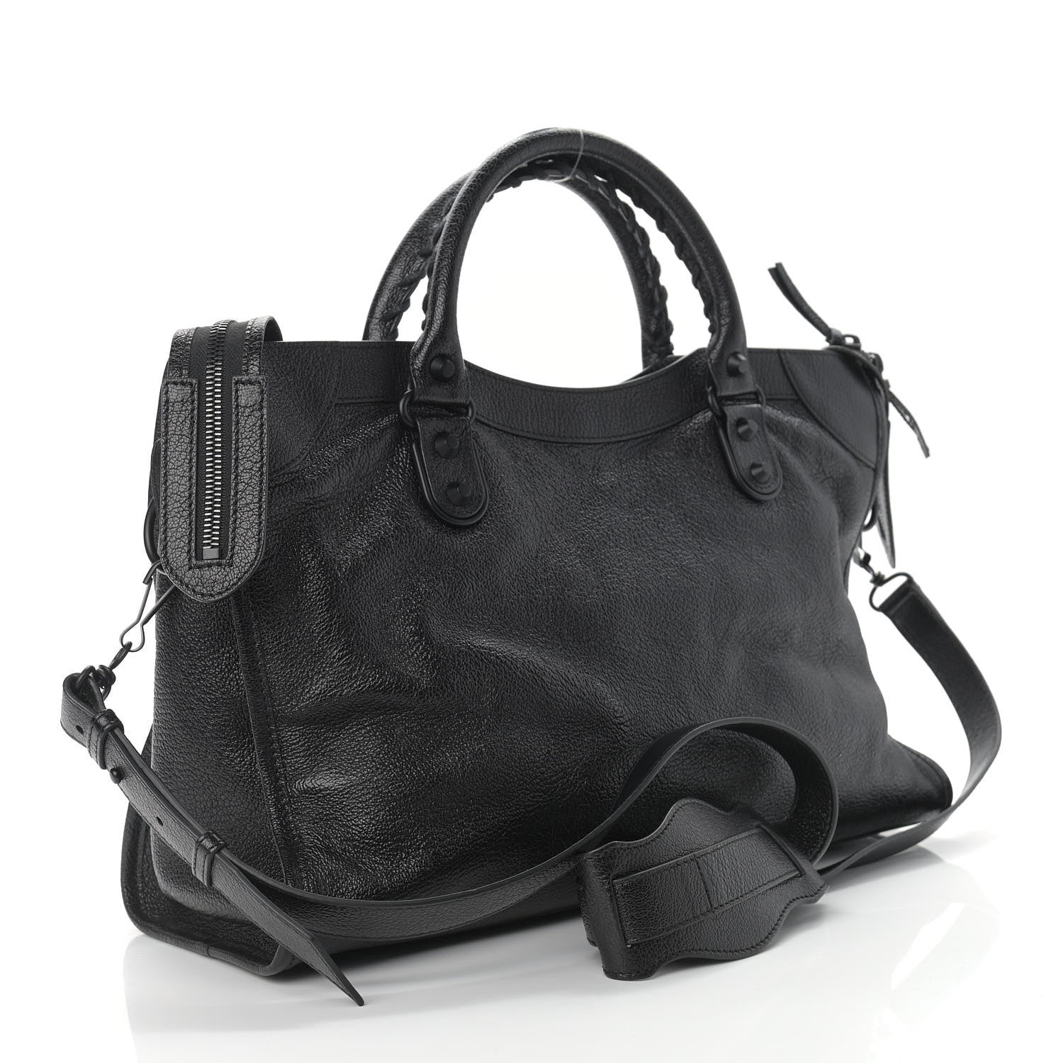 Balenciaga Shiny Grained Goatskin Black Metallic Edge City Black 3 of 9