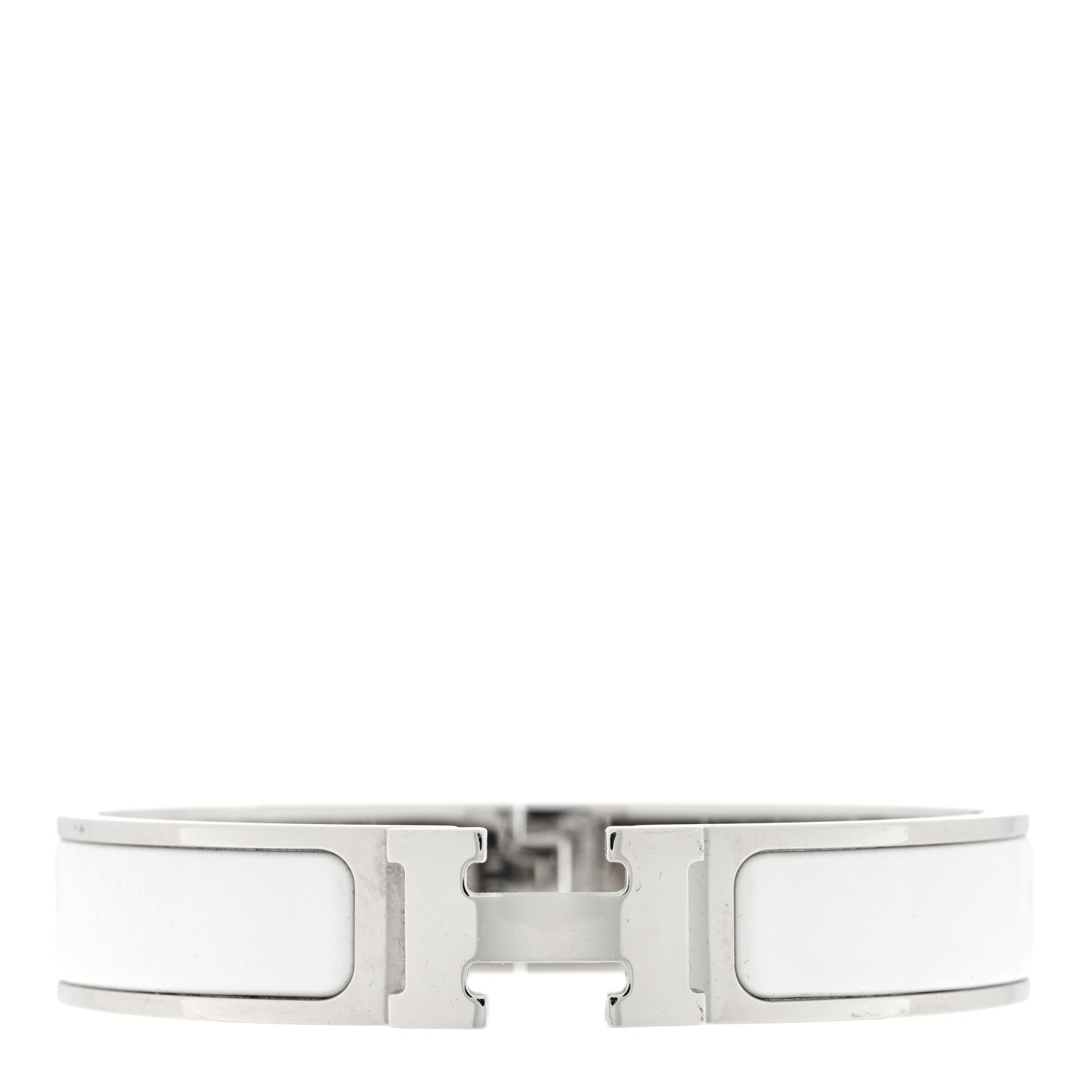 Hermes Enamel Narrow Clic Clac H Bracelet PM White 1 of 3
