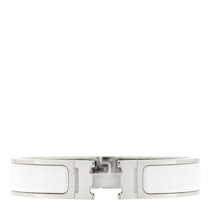 Hermes Enamel Narrow Clic Clac H Bracelet PM White 1 of 3