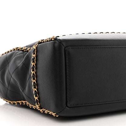Chanel Calfskin Quilted Chain Lines Shopping Tote Black 9 of 11