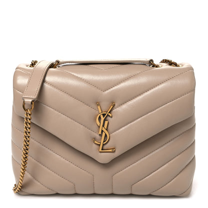 Saint Laurent Calfskin Y Quilted Monogram Small Loulou Chain Satchel Dark Beige 1 of 11