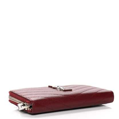 Saint Laurent Grain De Poudre Matelasse Chevron Monogram Zip Around Wallet Palissandre 4 of 9