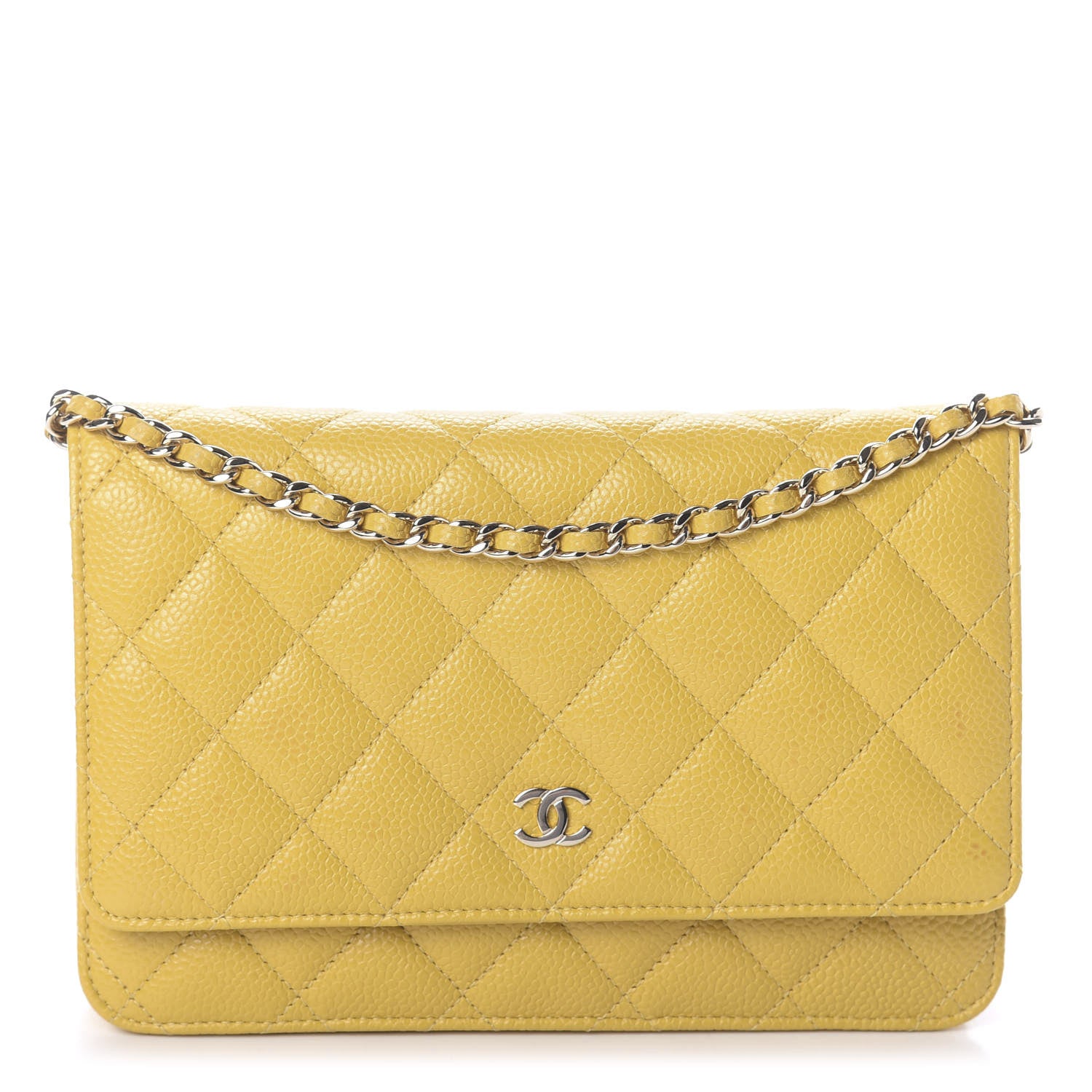 Chanel Caviar Quilted Wallet on Chain WOC Yellow 1 of 10