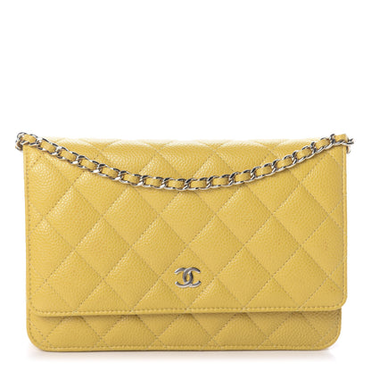 Chanel Caviar Quilted Wallet on Chain WOC Yellow 1 of 10