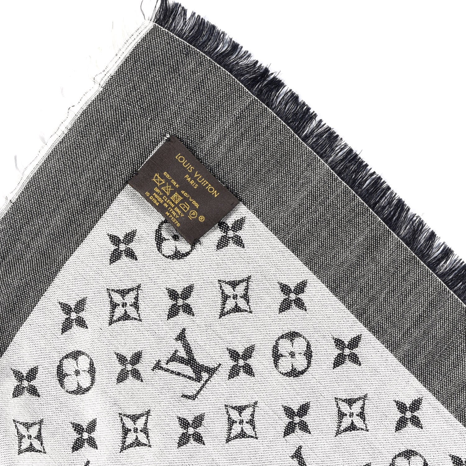 Louis Vuitton Silk Wool Monogram Denim Shawl Black 3 of 5
