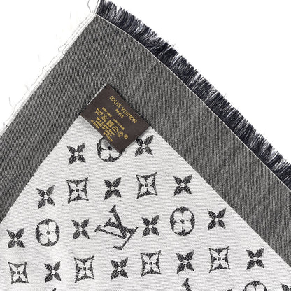 Louis Vuitton Silk Wool Monogram Denim Shawl Black 3 of 5