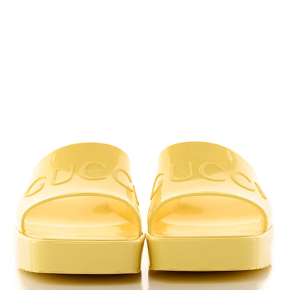 Gucci Rubber Gucci Logo Womens Platform 20/60mm Slide Sandals 36 Banana 2 of 13
