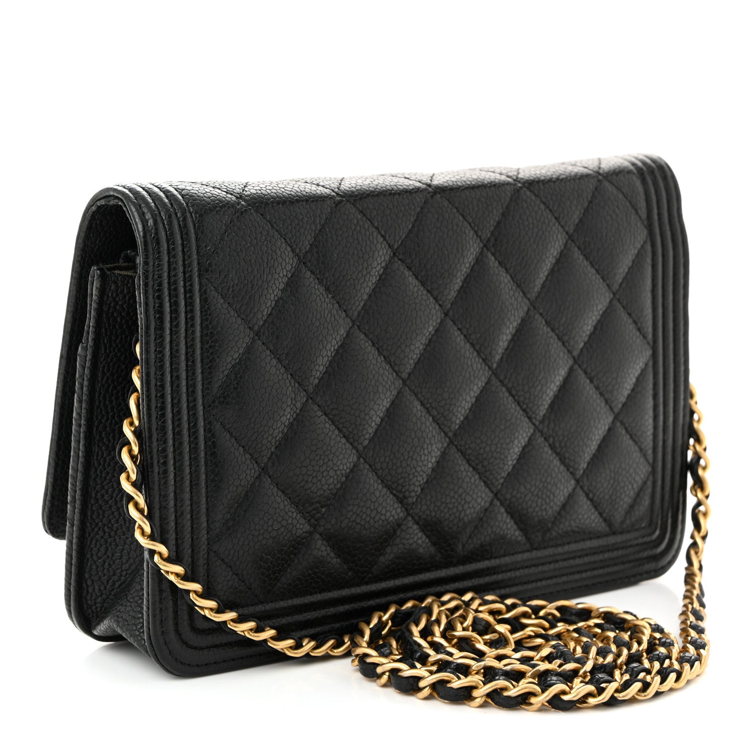 Chanel Caviar Quilted Boy Wallet On Chain WOC Black 3 of 12