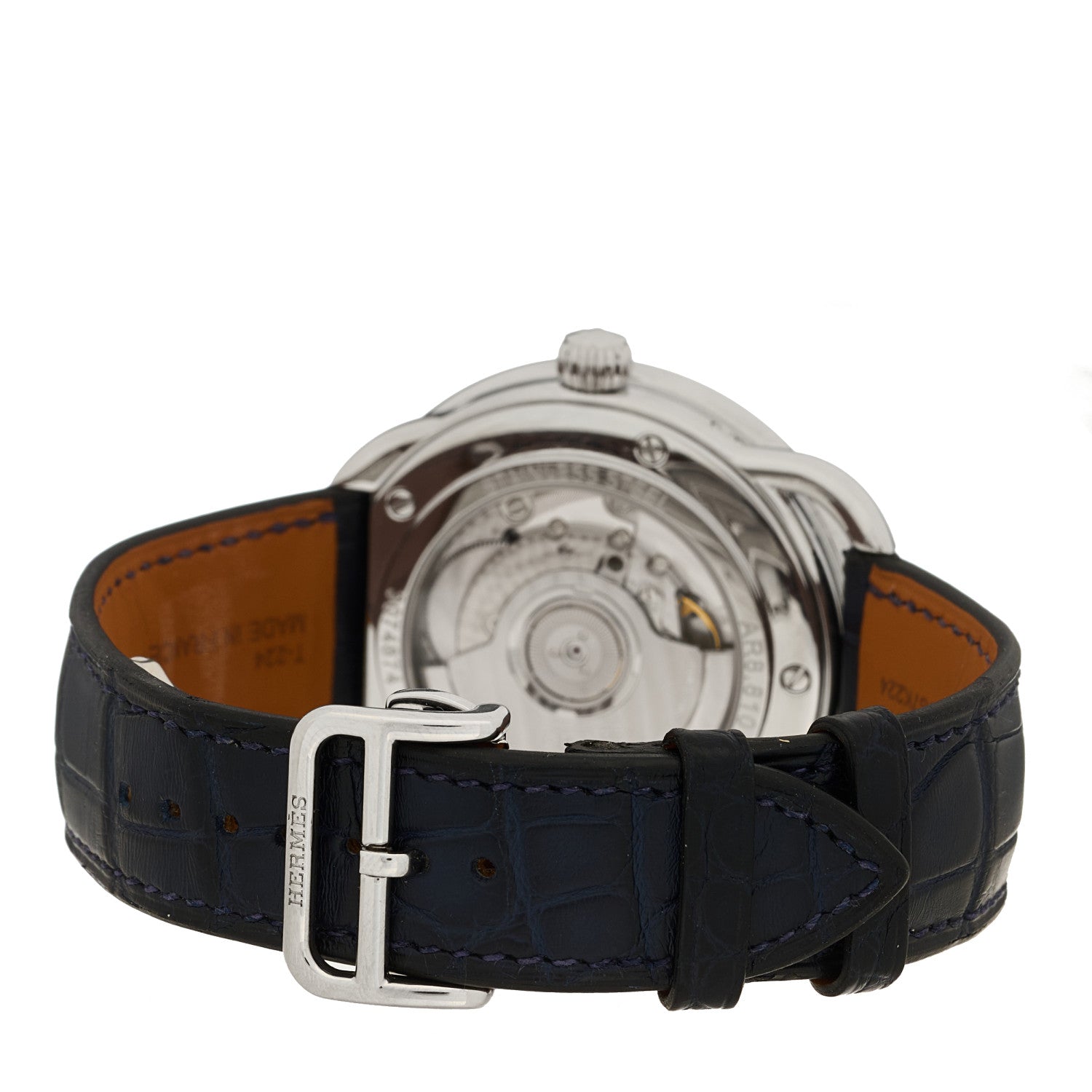 Hermes Stainless Steel Alligator 43mm Arceau Grande Lune Automatic Watch Bleu Abysse 3 of 5