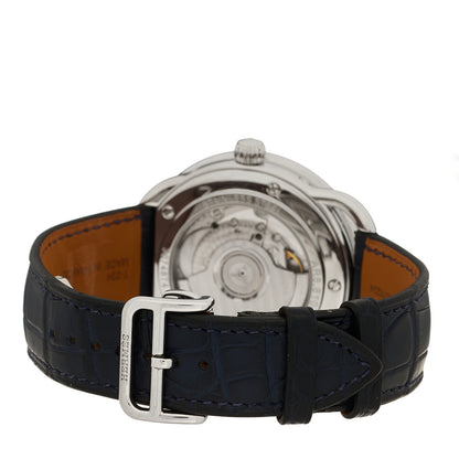 Hermes Stainless Steel Alligator 43mm Arceau Grande Lune Automatic Watch Bleu Abysse 3 of 5