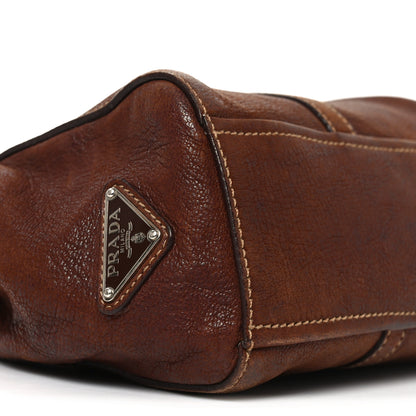 Prada Cervo Antik Easy Foldover Pushlock Satchel Teak 8 of 9