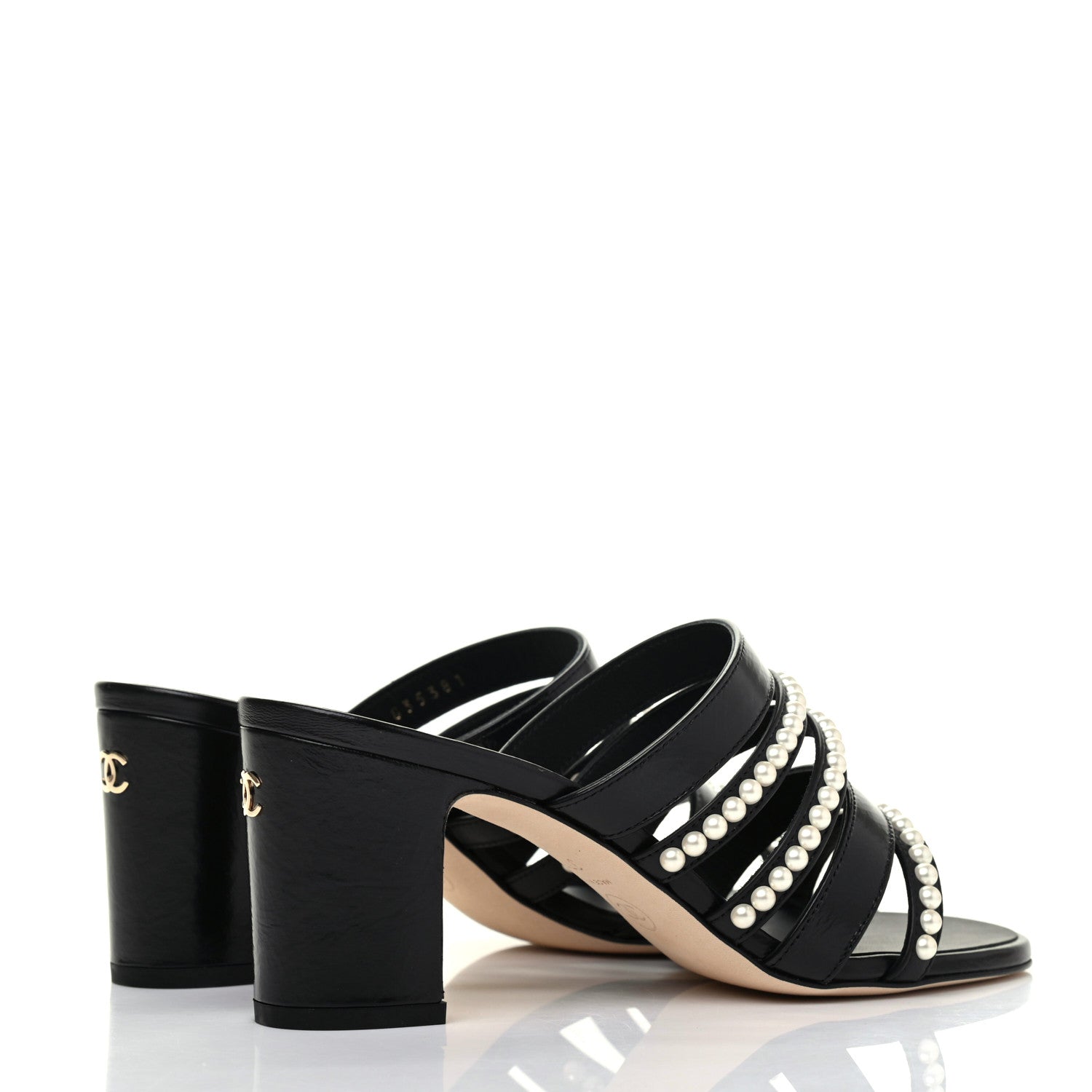 Chanel Laminated Lambskin CC Pearl Mules 37 Black 4 of 9