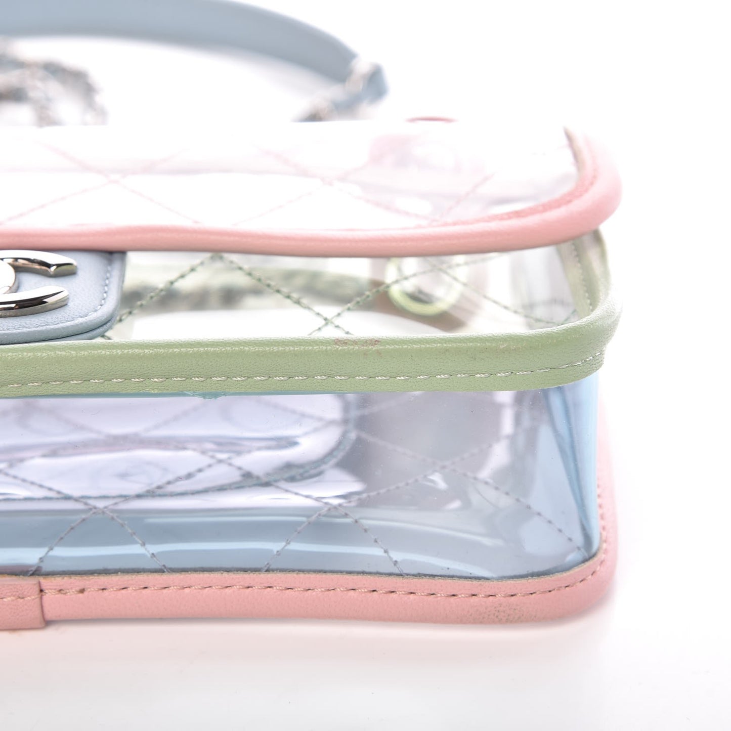 Lambskin PVC Quilted Mini Coco Splash Flap Blue Green