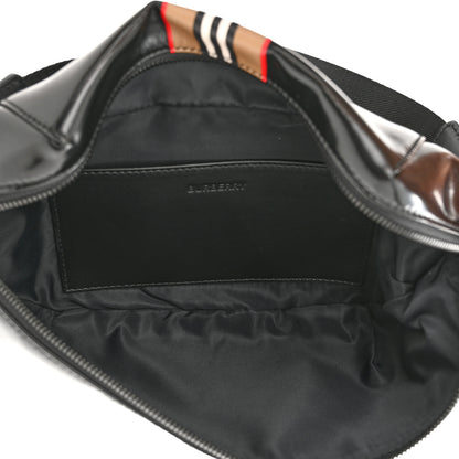 Burberry Coated Canvas Icon Stripe Sonny Bum Bag Black 5 of 9
